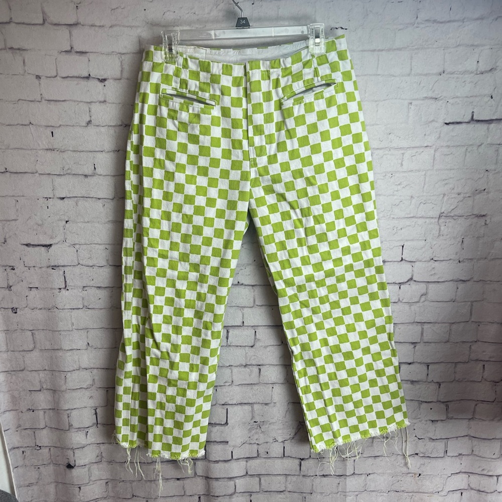 Holiday by Emma mulholland size large green and white checker pants